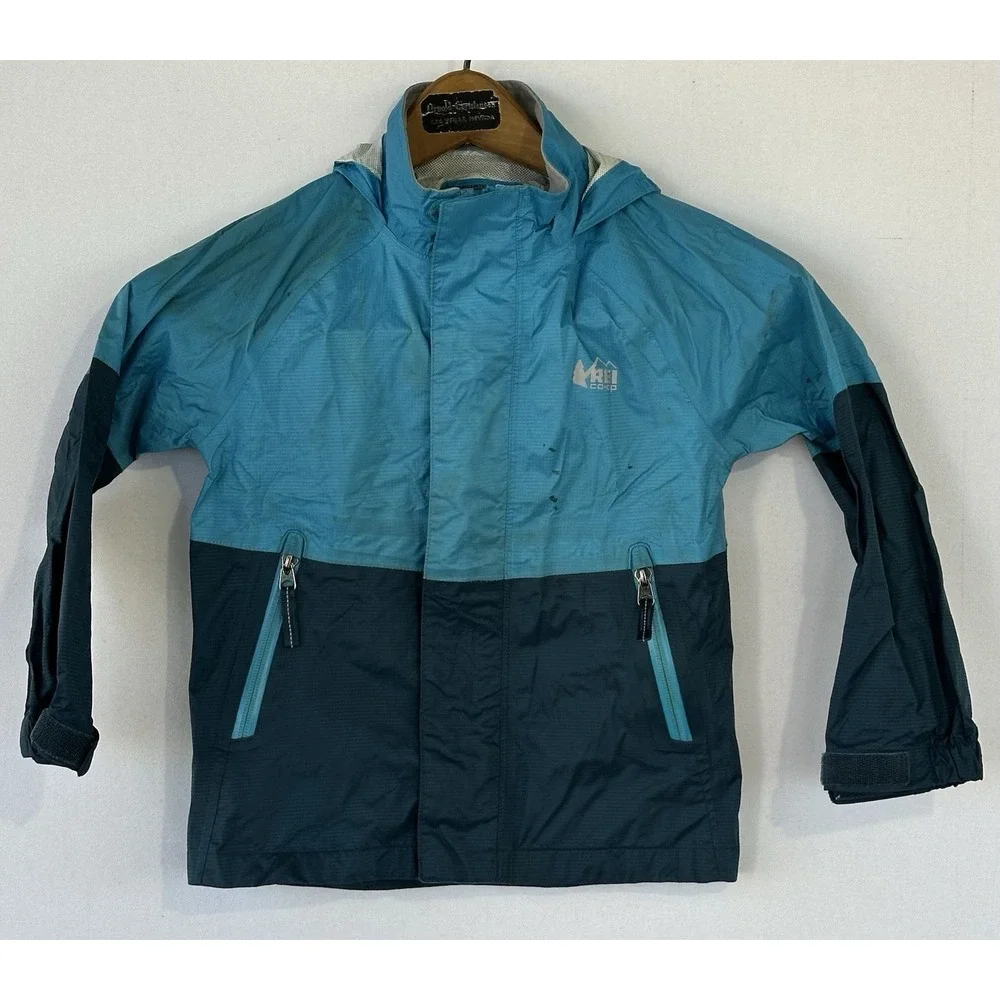 REI Waterproof Blue Rain Jacket Boy's Kid's XXS 4 / 5
